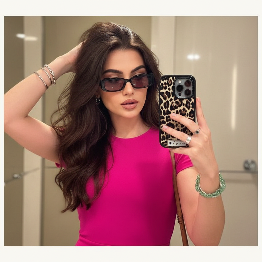 Fashion portrait with custom phone case